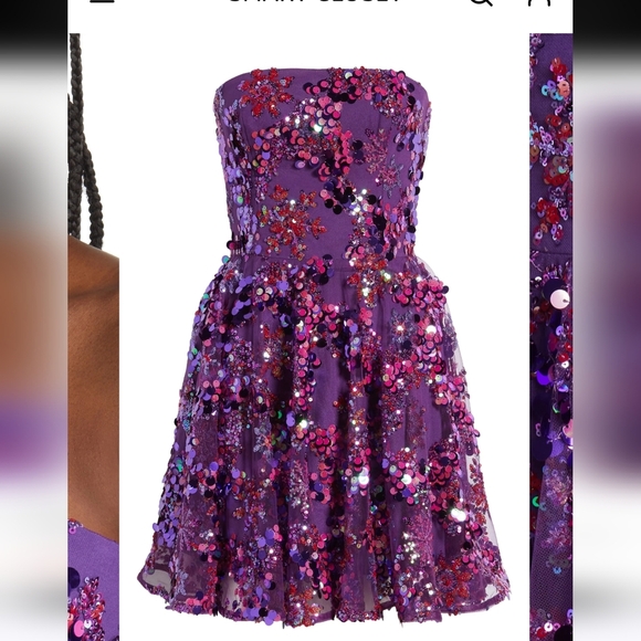 NWT Helsi Anita Strapless Sequin Fit & Flare Violet Dress XL 12-14 - Picture 12 of 13
